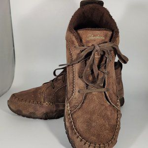 Skechers Bikers Lineage Moc Toe  Brown Suede Chukka Boot Sz 8